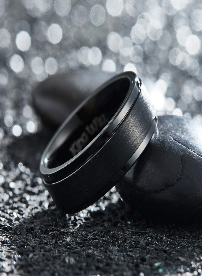 King Will 316L Stainless Steel Spinner Weding Ring for Men Women-8mm Black Stress Relief Fidget Ring Brushed Finished Spinner Wedding Band Comfort Fit Size 13 - Image 2